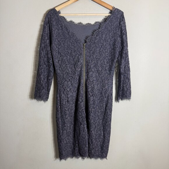 Diane Von Furstenberg DVF Zarita Lace Mini Dress Women's 8 Gray Cocktail Party - Picture 9 of 15